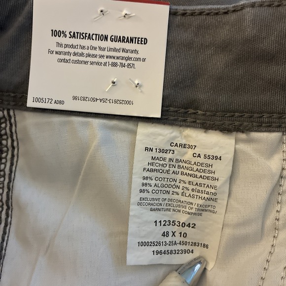 Wrangler Cargo Shorts Mens 48 Relaxed Fit Cotton Gray Outdoors Trail Casual NEW - Picture 16 of 16